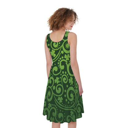 Green Irish Saint Patrick's Day Print Women's Sleeveless Dress