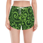 Green Irish Saint Patrick's Day Print Women's Split Running Shorts