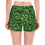 Green Irish Saint Patrick's Day Print Women's Split Running Shorts