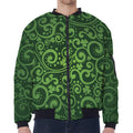 Green Irish Saint Patrick's Day Print Zip Sleeve Bomber Jacket