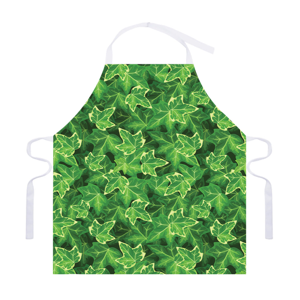 Green Ivy Leaf Pattern Print Adjustable Apron