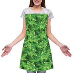 Green Ivy Leaf Pattern Print Adjustable Apron