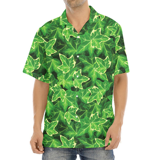Green Ivy Leaf Pattern Print Aloha Shirt
