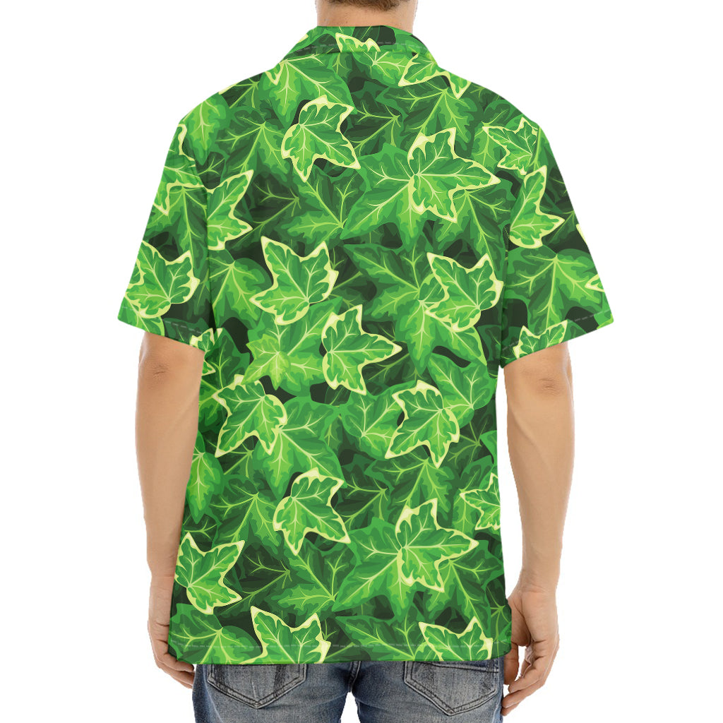 Green Ivy Leaf Pattern Print Aloha Shirt