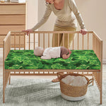Green Ivy Leaf Pattern Print Baby Crib Sheet