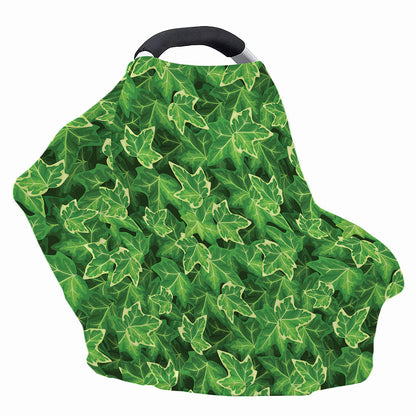 Green Ivy Leaf Pattern Print Baby Seat Cover