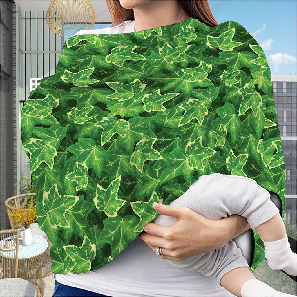 Green Ivy Leaf Pattern Print Baby Seat Cover