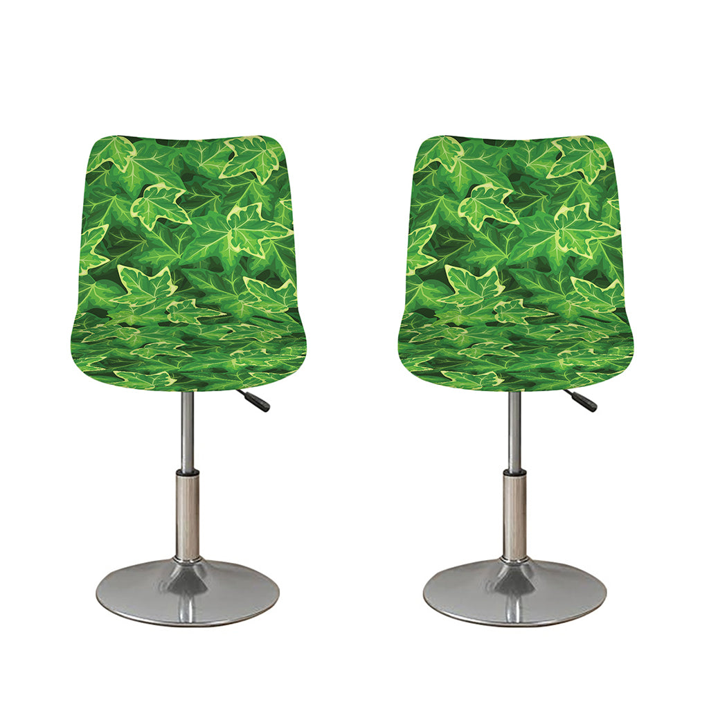 Green Ivy Leaf Pattern Print Bar Stool Covers