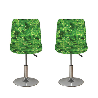 Green Ivy Leaf Pattern Print Bar Stool Covers