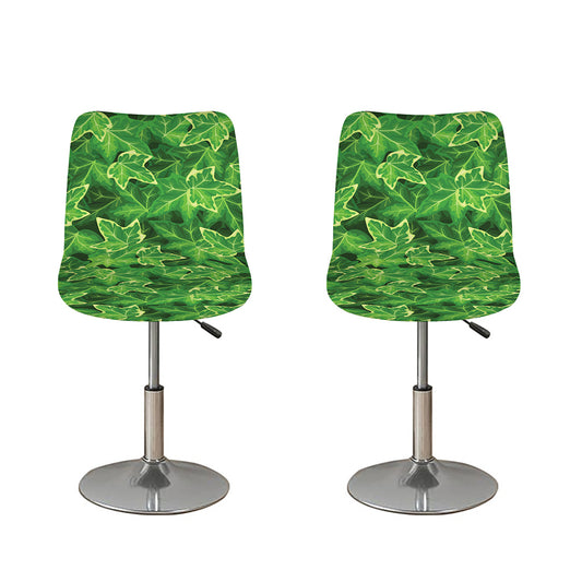 Green Ivy Leaf Pattern Print Bar Stool Covers