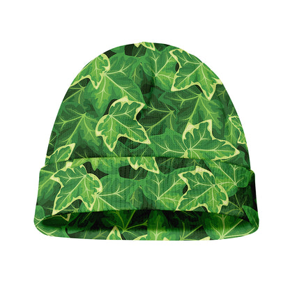 Green Ivy Leaf Pattern Print Beanie