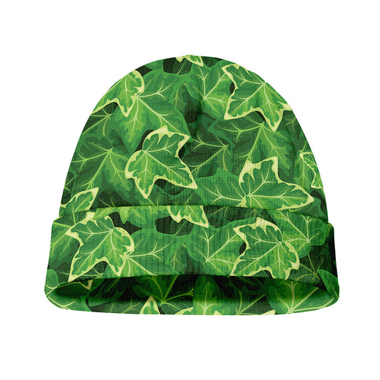 Green Ivy Leaf Pattern Print Beanie