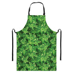 Green Ivy Leaf Pattern Print Bib Apron With Pocket