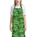 Green Ivy Leaf Pattern Print Bib Apron With Pocket