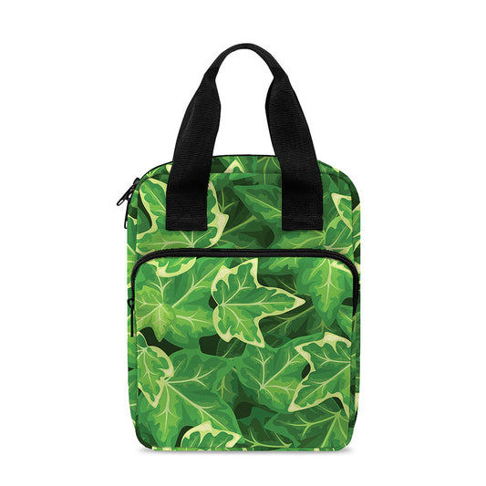 Green Ivy Leaf Pattern Print Bible Tote Bag