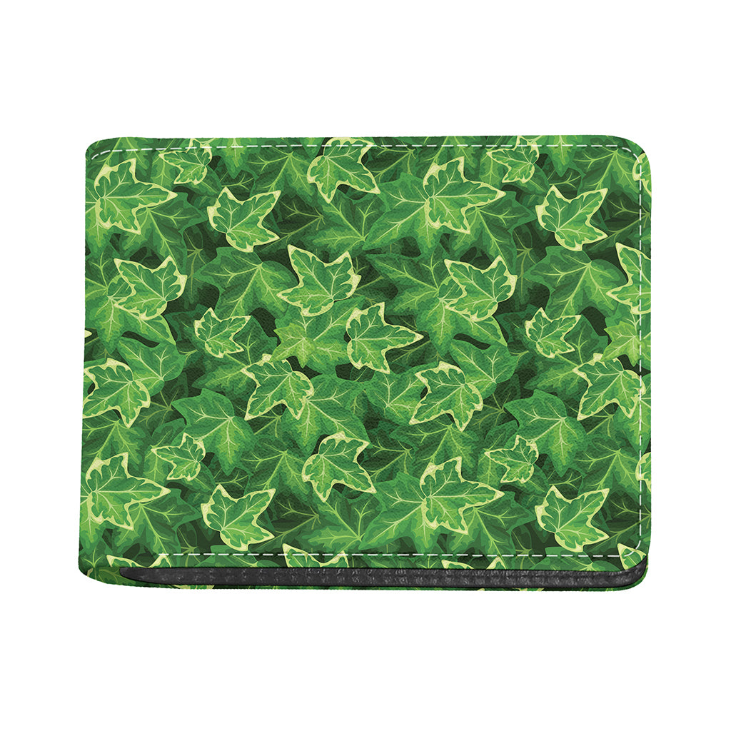 Green Ivy Leaf Pattern Print Bifold Wallet