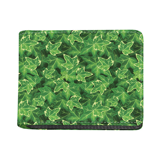 Green Ivy Leaf Pattern Print Bifold Wallet