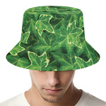 Green Ivy Leaf Pattern Print Bucket Hat
