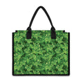 Green Ivy Leaf Pattern Print Canvas Tote Bag