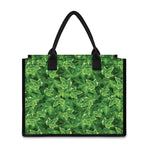 Green Ivy Leaf Pattern Print Canvas Tote Bag