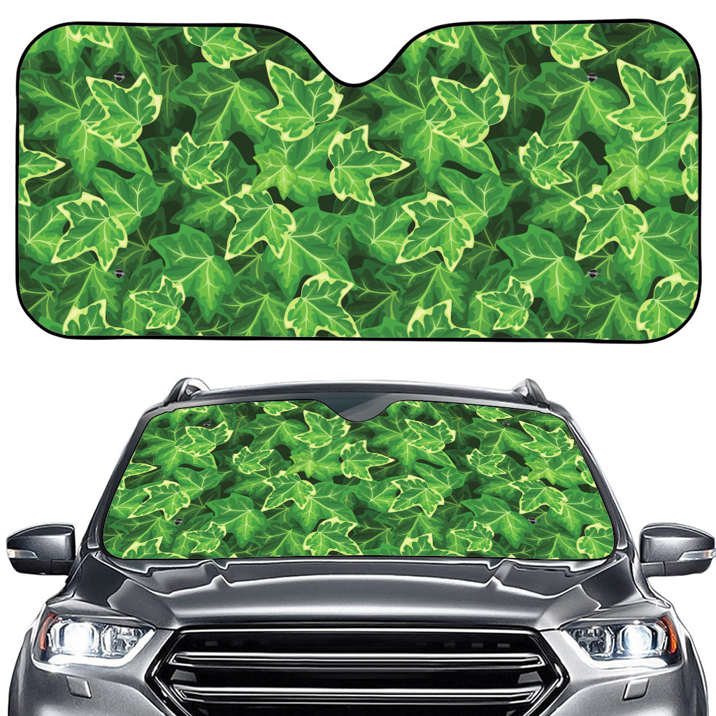 Green Ivy Leaf Pattern Print Car Windshield Sun Shade