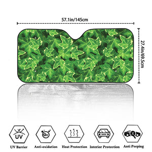 Green Ivy Leaf Pattern Print Car Windshield Sun Shade