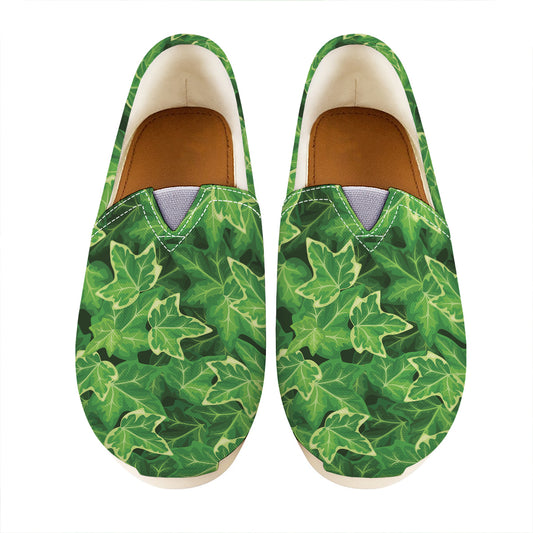 Green Ivy Leaf Pattern Print Casual Shoes