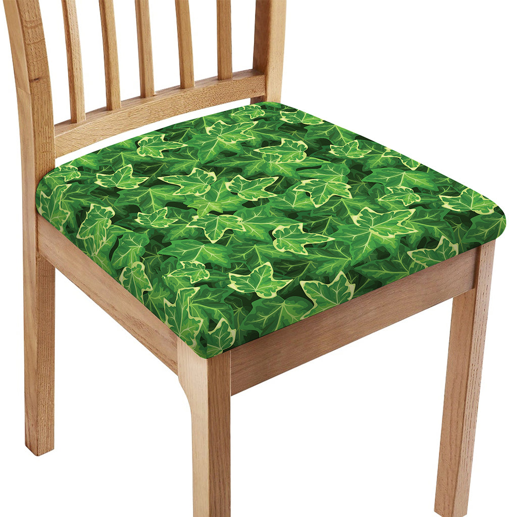 Green Ivy Leaf Pattern Print Chair Cushion Cover