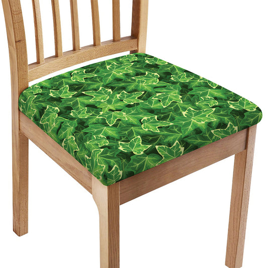 Green Ivy Leaf Pattern Print Chair Cushion Cover