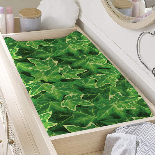 Green Ivy Leaf Pattern Print Changing Pad Cover