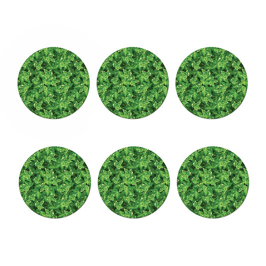 Green Ivy Leaf Pattern Print Coaster Set