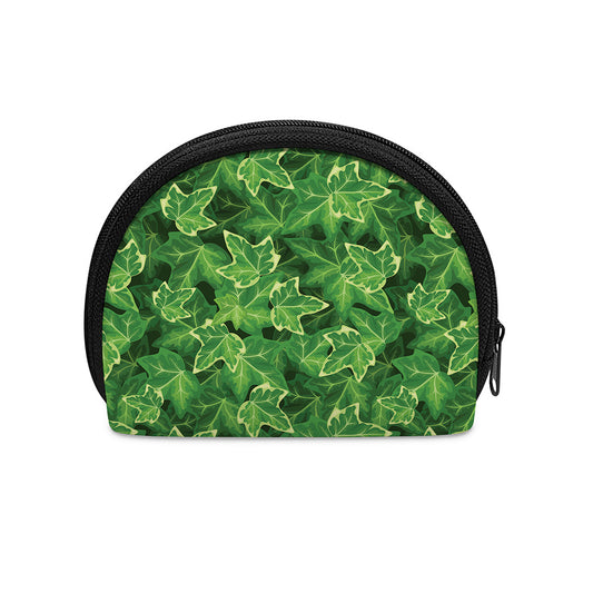 Green Ivy Leaf Pattern Print Coin Purse