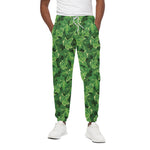Green Ivy Leaf Pattern Print Cotton Pants