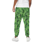 Green Ivy Leaf Pattern Print Cotton Pants