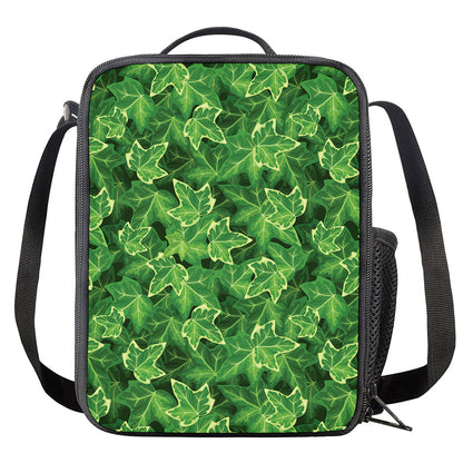 Green Ivy Leaf Pattern Print Crossbody Lunch Bag