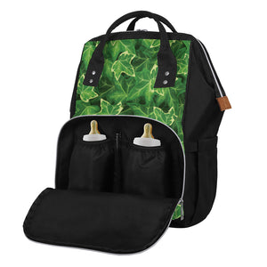 Green Ivy Leaf Pattern Print Diaper Bag