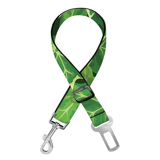 Green Ivy Leaf Pattern Print Dog Seat Belt