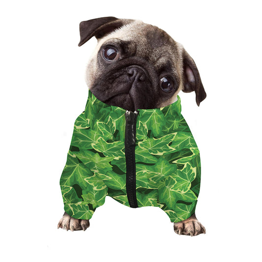 Green Ivy Leaf Pattern Print Dog Zip Up Jacket