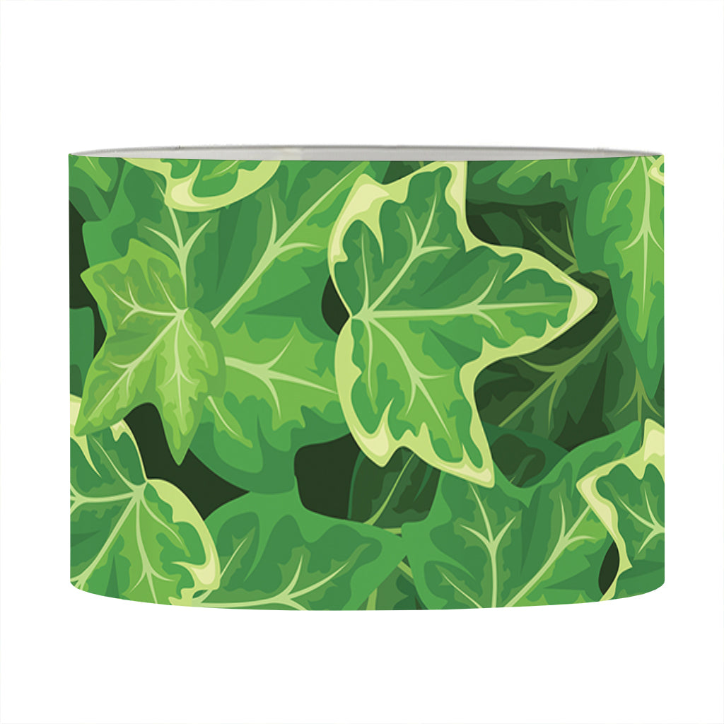 Green Ivy Leaf Pattern Print Drum Lamp Shade
