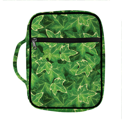 Green Ivy Leaf Pattern Print Front Pocket Bible Bag