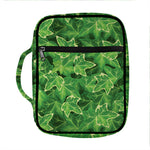 Green Ivy Leaf Pattern Print Front Pocket Bible Bag