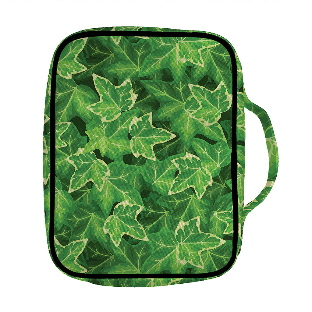Green Ivy Leaf Pattern Print Front Pocket Bible Bag