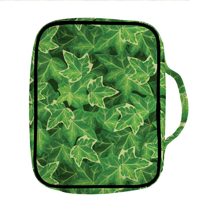 Green Ivy Leaf Pattern Print Front Pocket Bible Bag