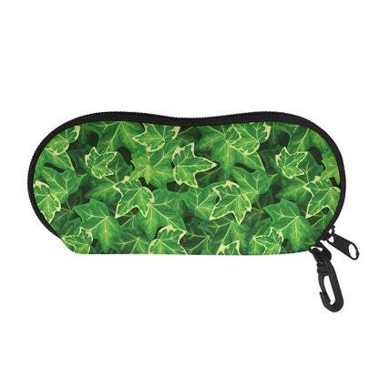 Green Ivy Leaf Pattern Print Glasses Case