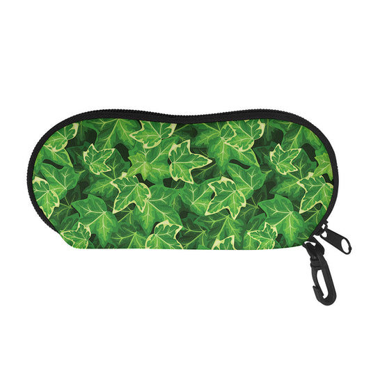 Green Ivy Leaf Pattern Print Glasses Case