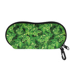 Green Ivy Leaf Pattern Print Glasses Case
