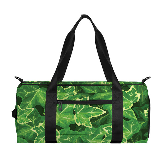 Green Ivy Leaf Pattern Print Gym Bag