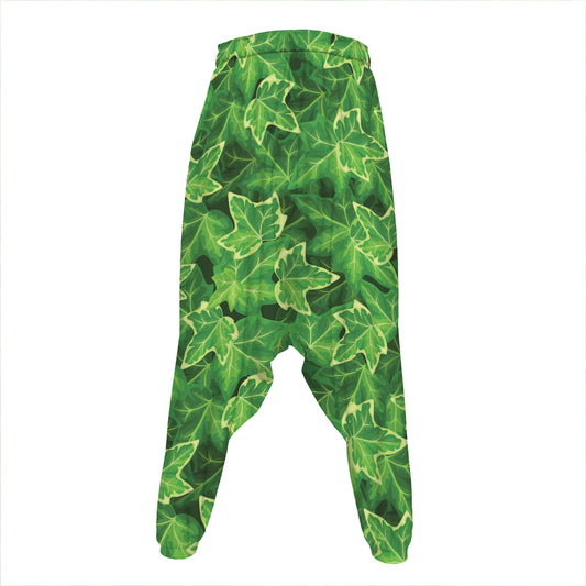 Green Ivy Leaf Pattern Print Hammer Pants