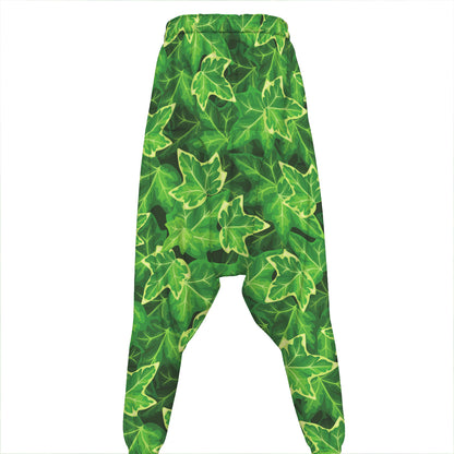 Green Ivy Leaf Pattern Print Hammer Pants