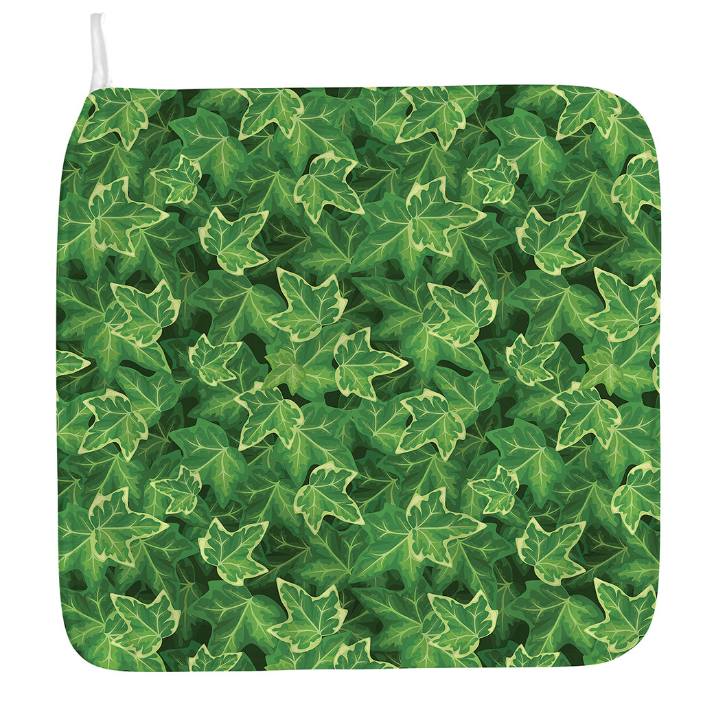 Green Ivy Leaf Pattern Print Hand Towel